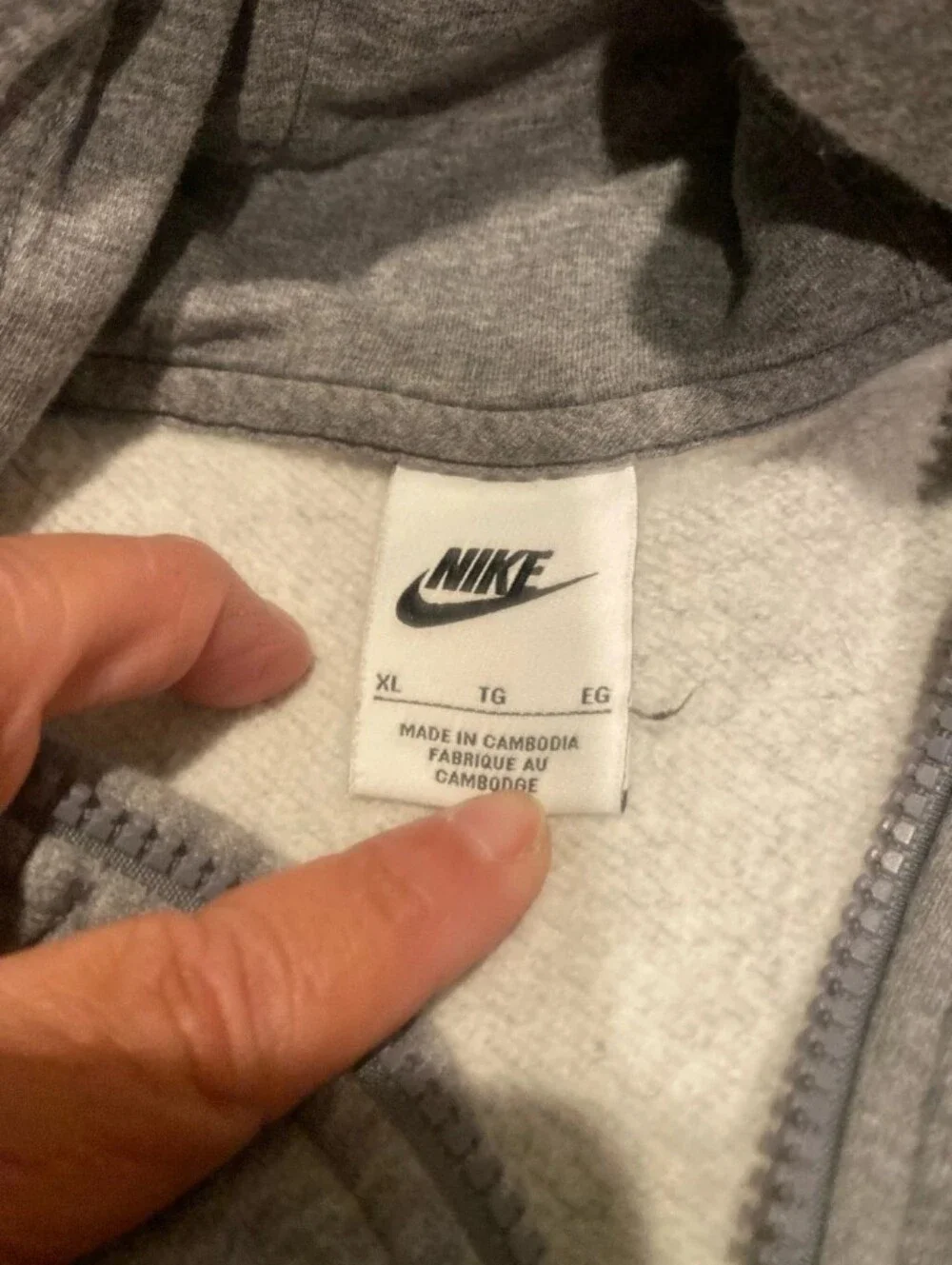 Nike Gray Full-Zip Hoodie with White Swoosh